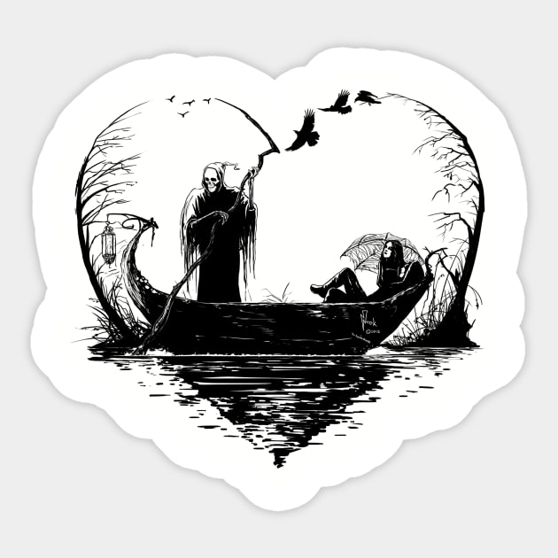 Grim Boat Sticker by Hellustrations